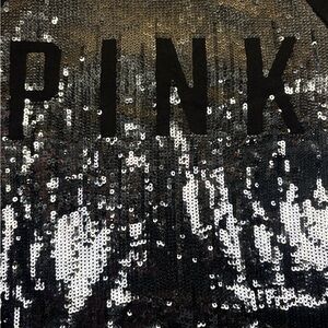 PINK Victoria's Secret Black and Silver Sequin Sweatshirt